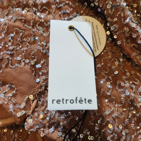 Retrofete Evie Sequin Dress in Silver Nude Strapless Size Medium NWT Maxi - Picture 10 of 14